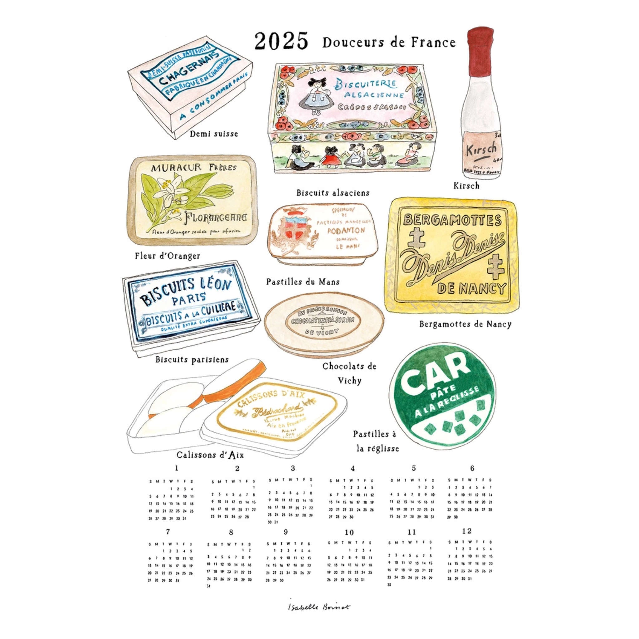 2025 calendar cloth - french candies