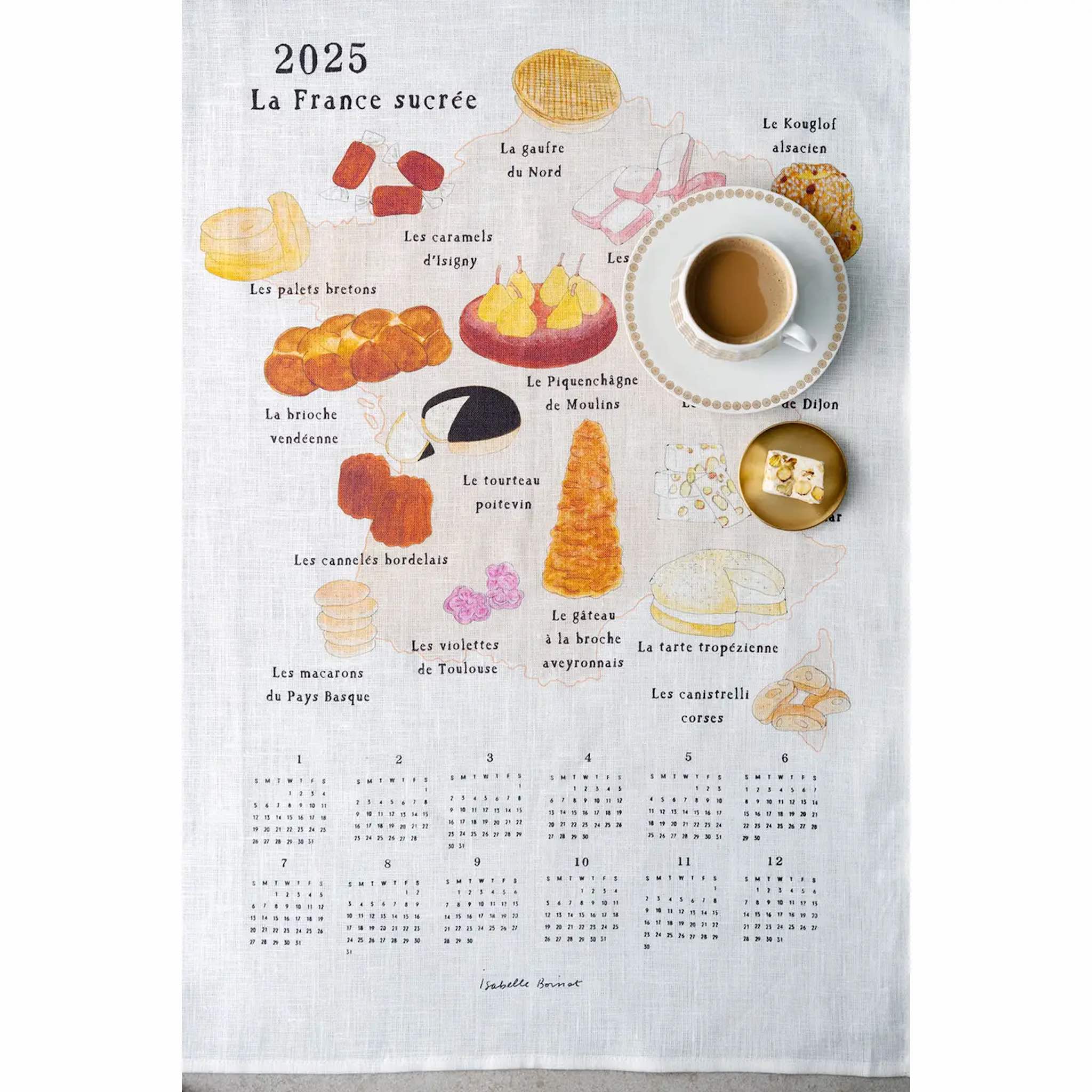 2025 linen calendar dish cloth