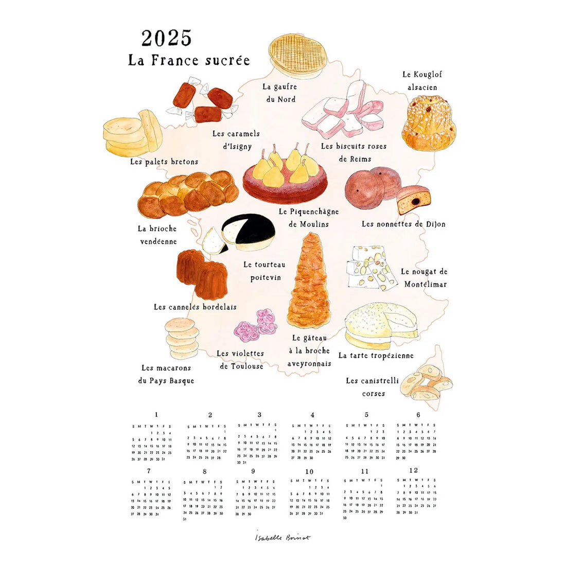 2025 calendar linen kitchen towel