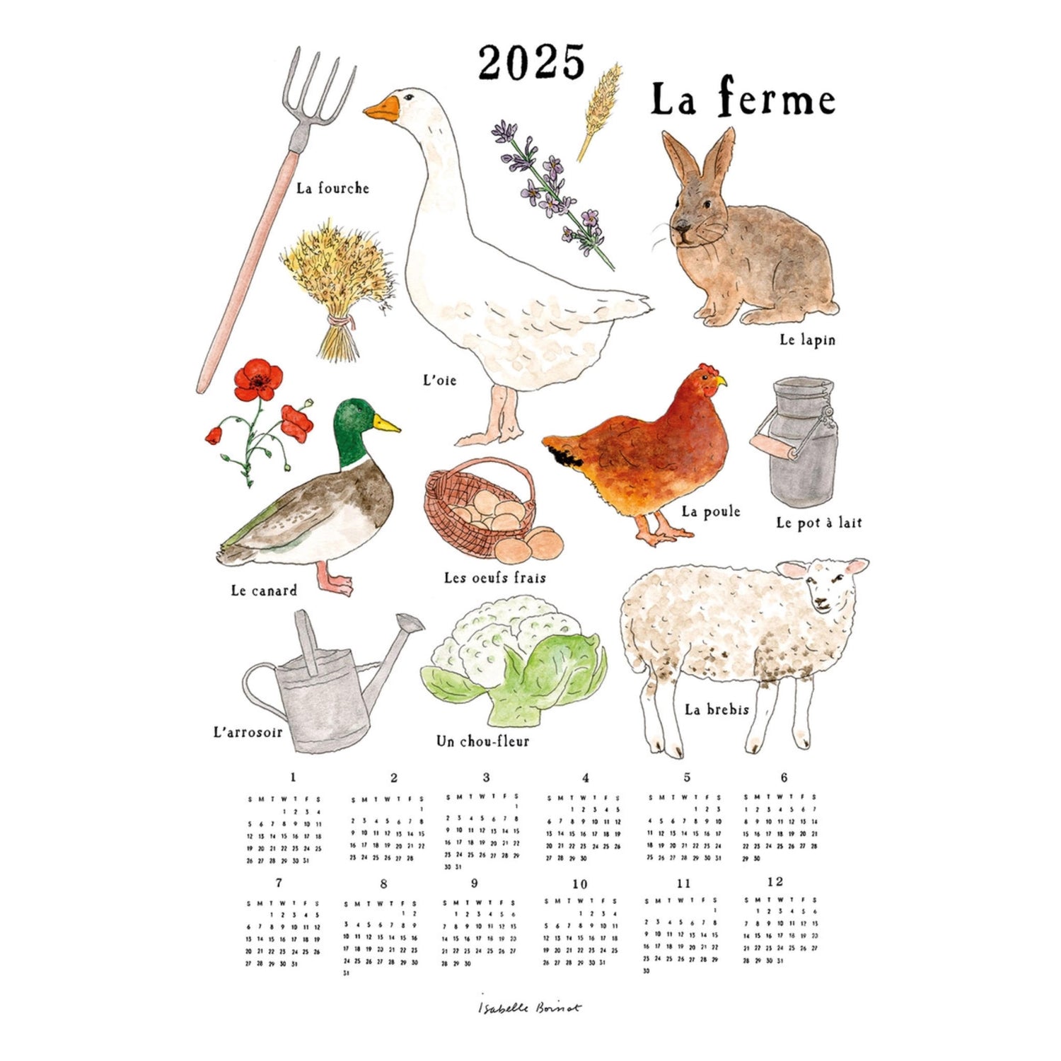 2025 linen calendar hanging