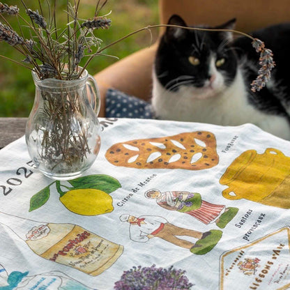 2025 calendar linen dish cloth