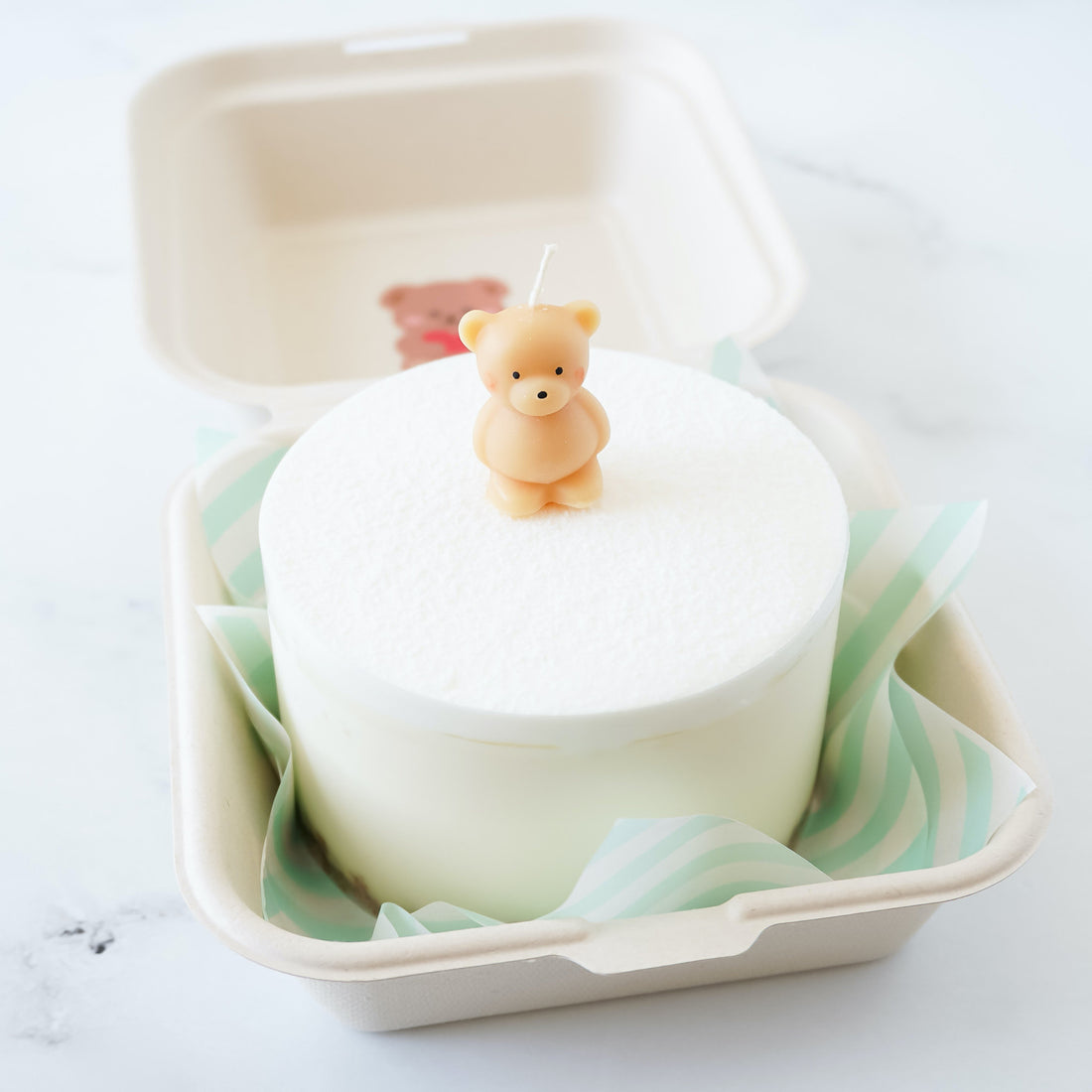 birthday cake candle in beige bear 