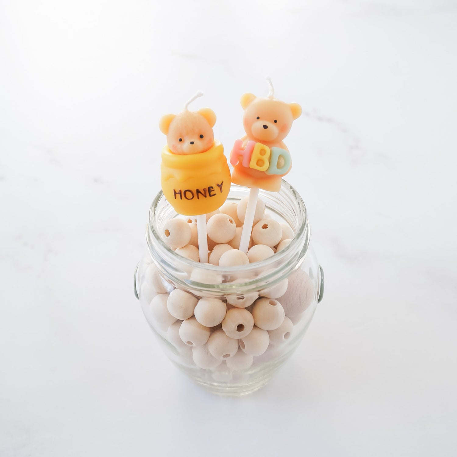 happy birthday bear and honey bear candles