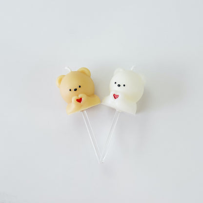 bear birthday cake candles