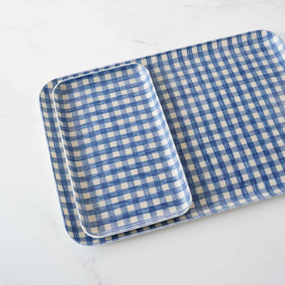 blue linen tray - 2 sizes