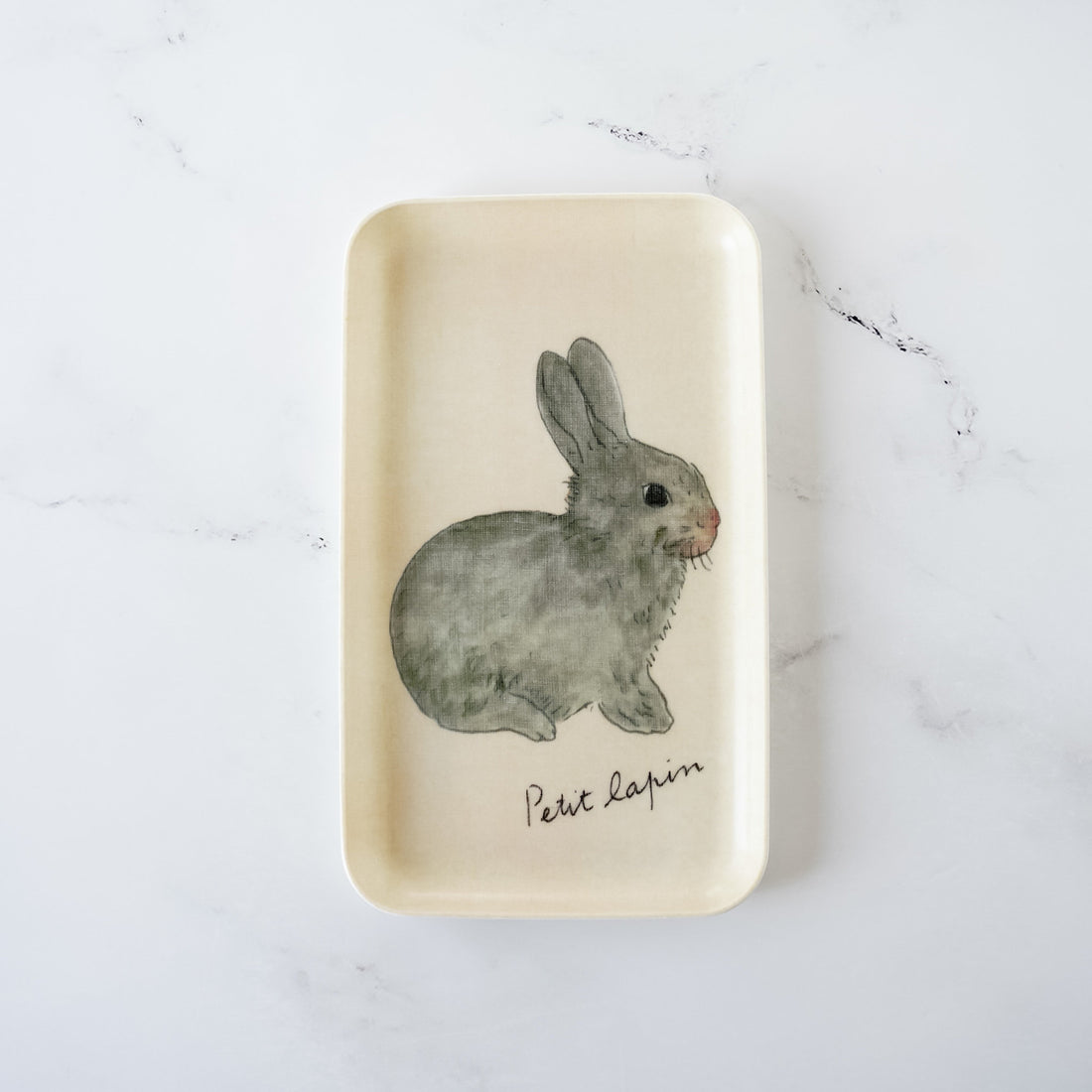 bunny printed linen coated tray