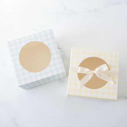 cookie boxes in blue and yellow