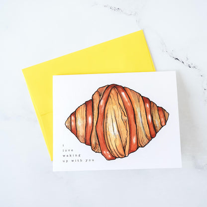 croissant greeting card, yellow envelope