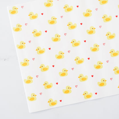 yellow duck and heart printed deli paper