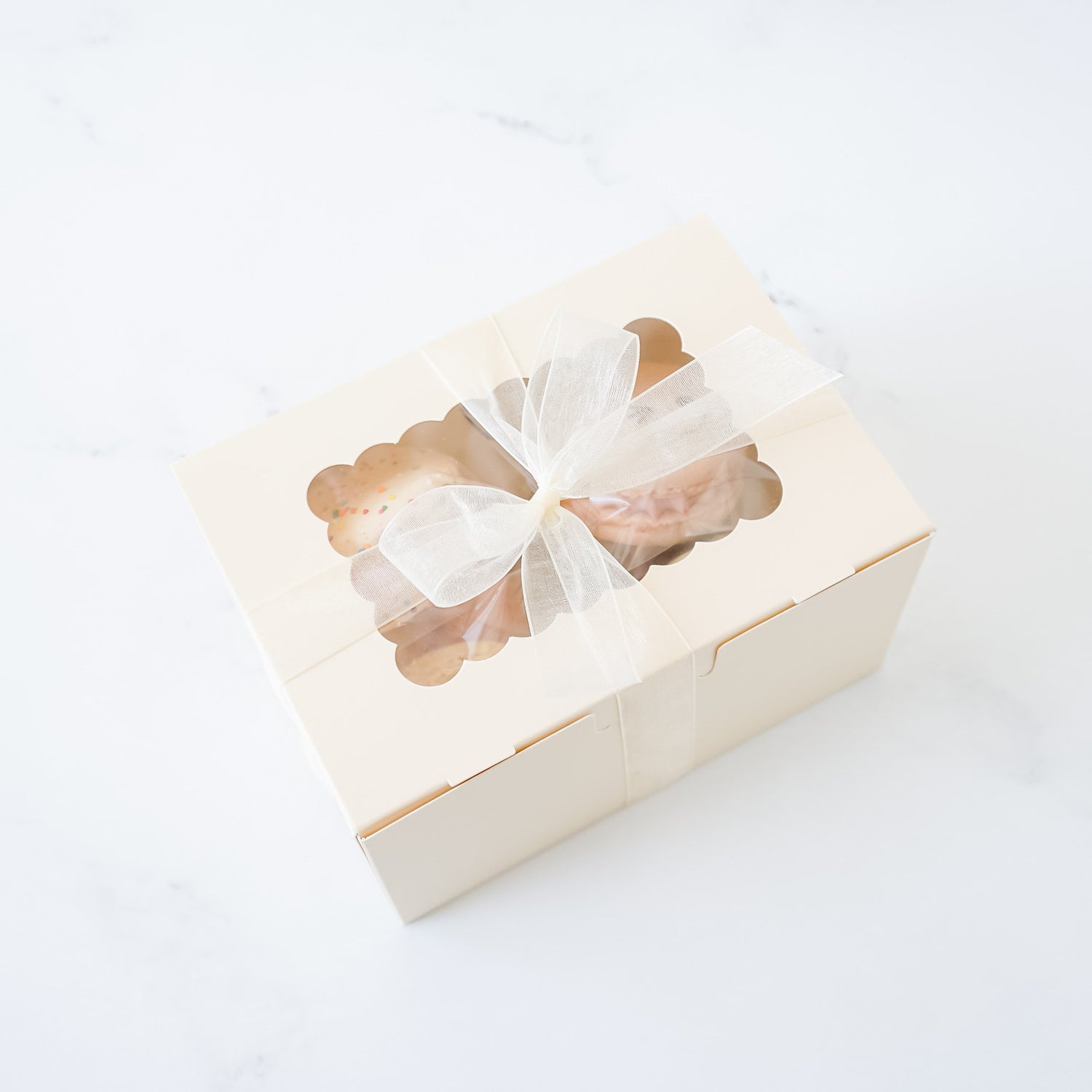 ivory cookie box with window