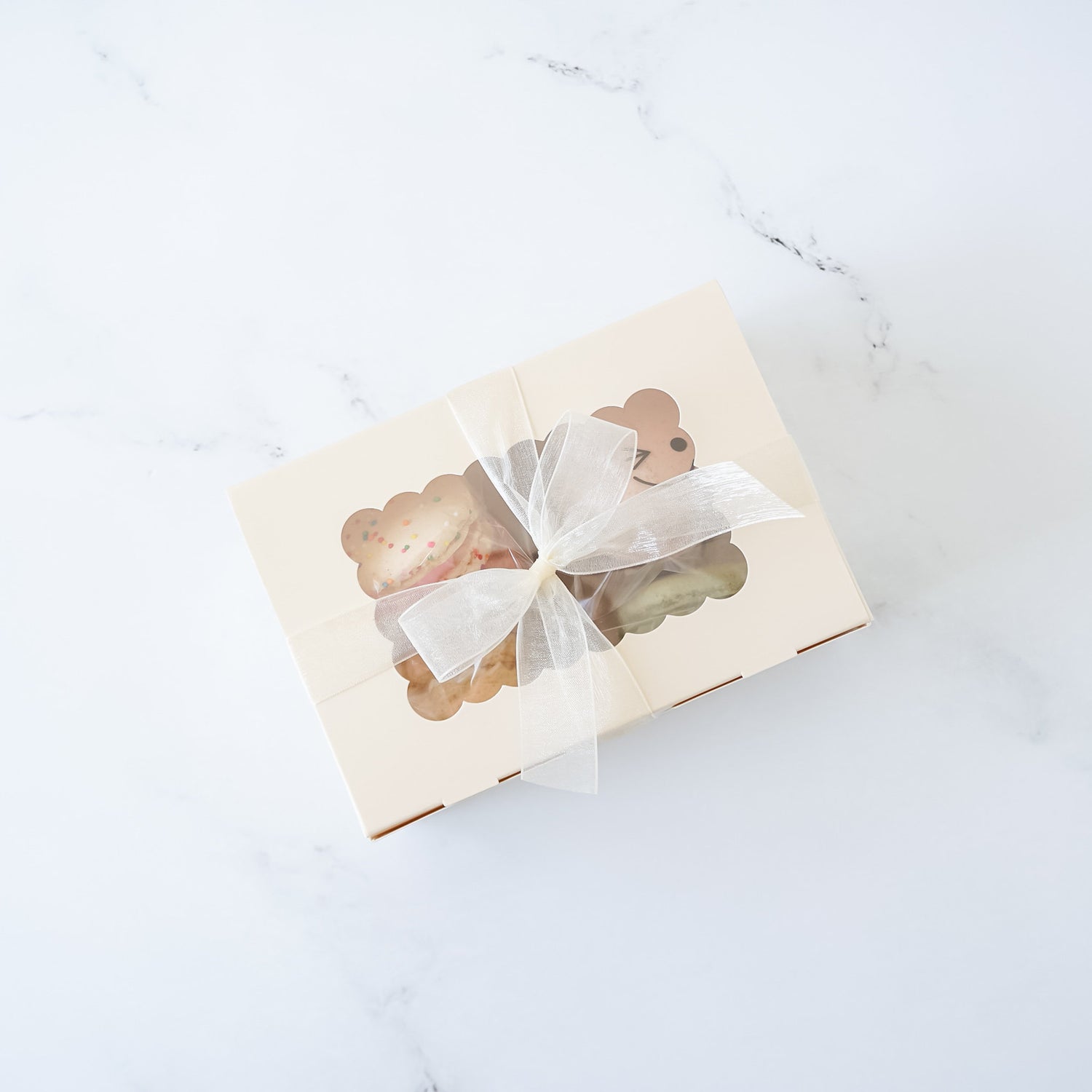 ivory cookie box with window