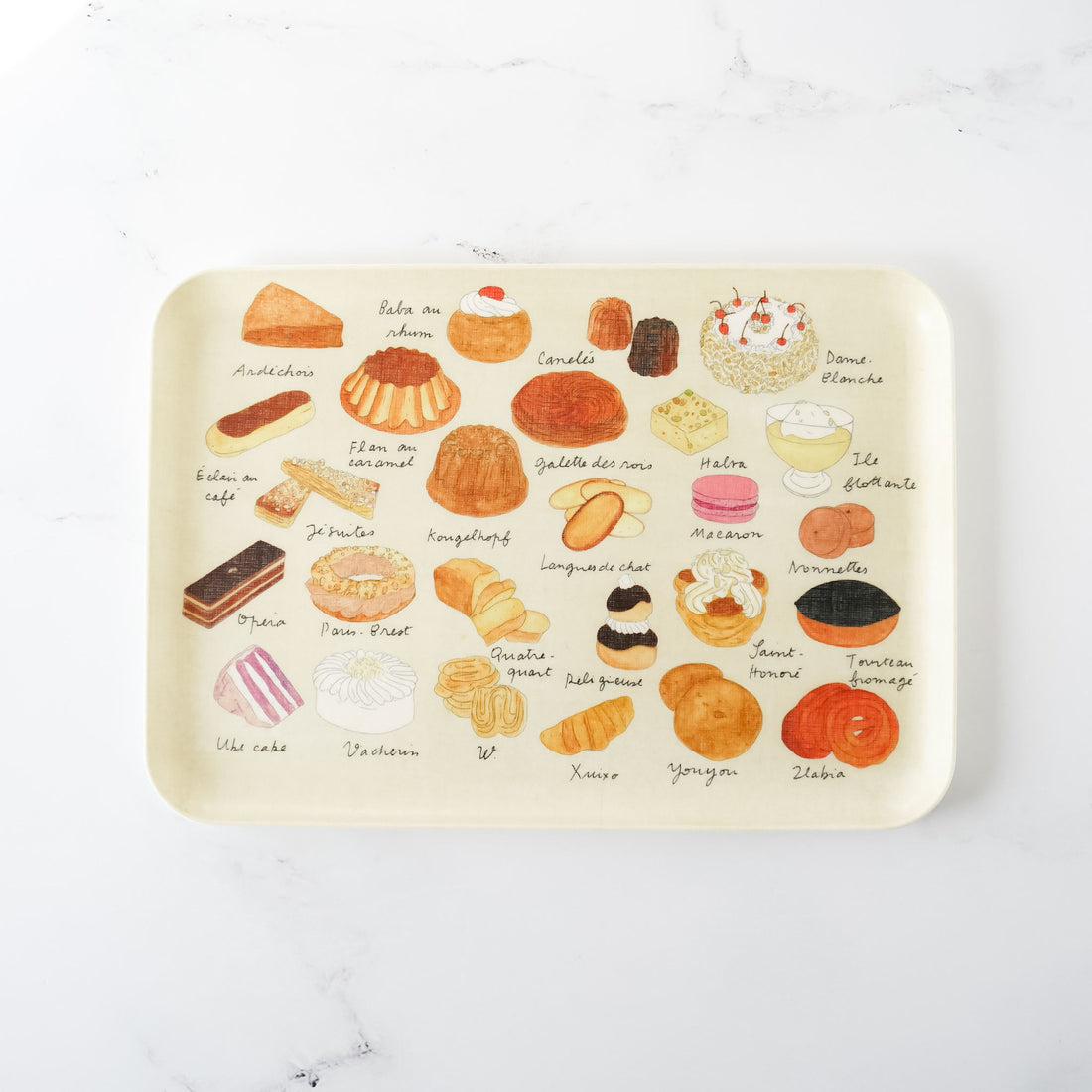 dessert printed linen coated tray 