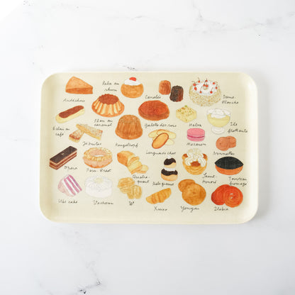 dessert printed linen coated tray 