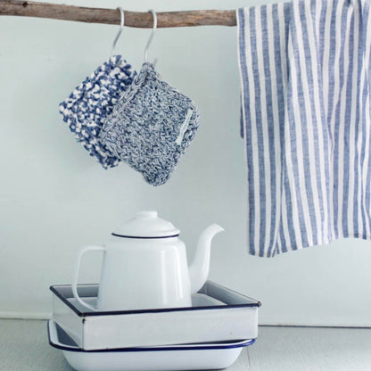 linen kitchen towel in blue/white stripe