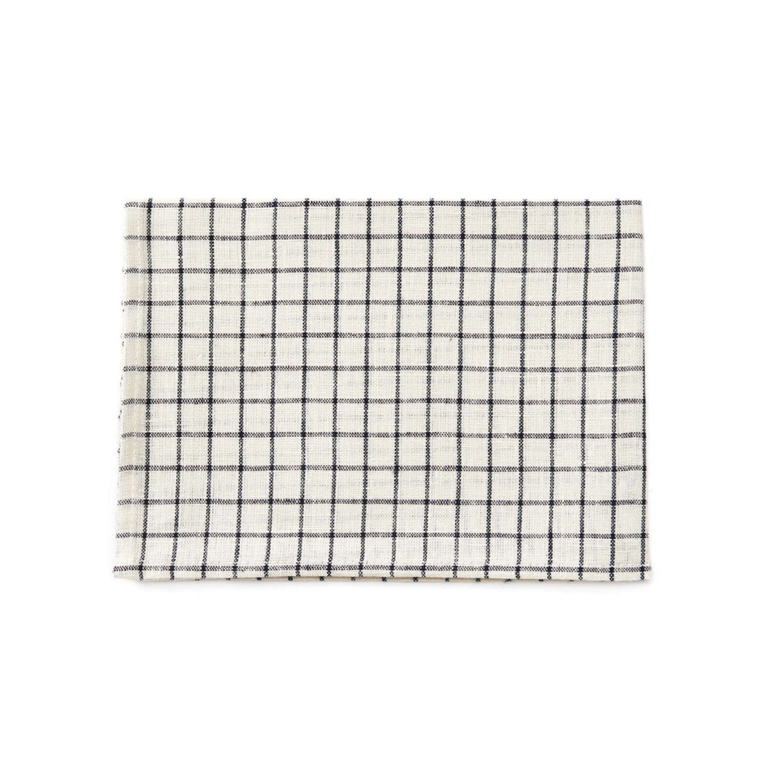 linen kitchen towel in ivory/black grid