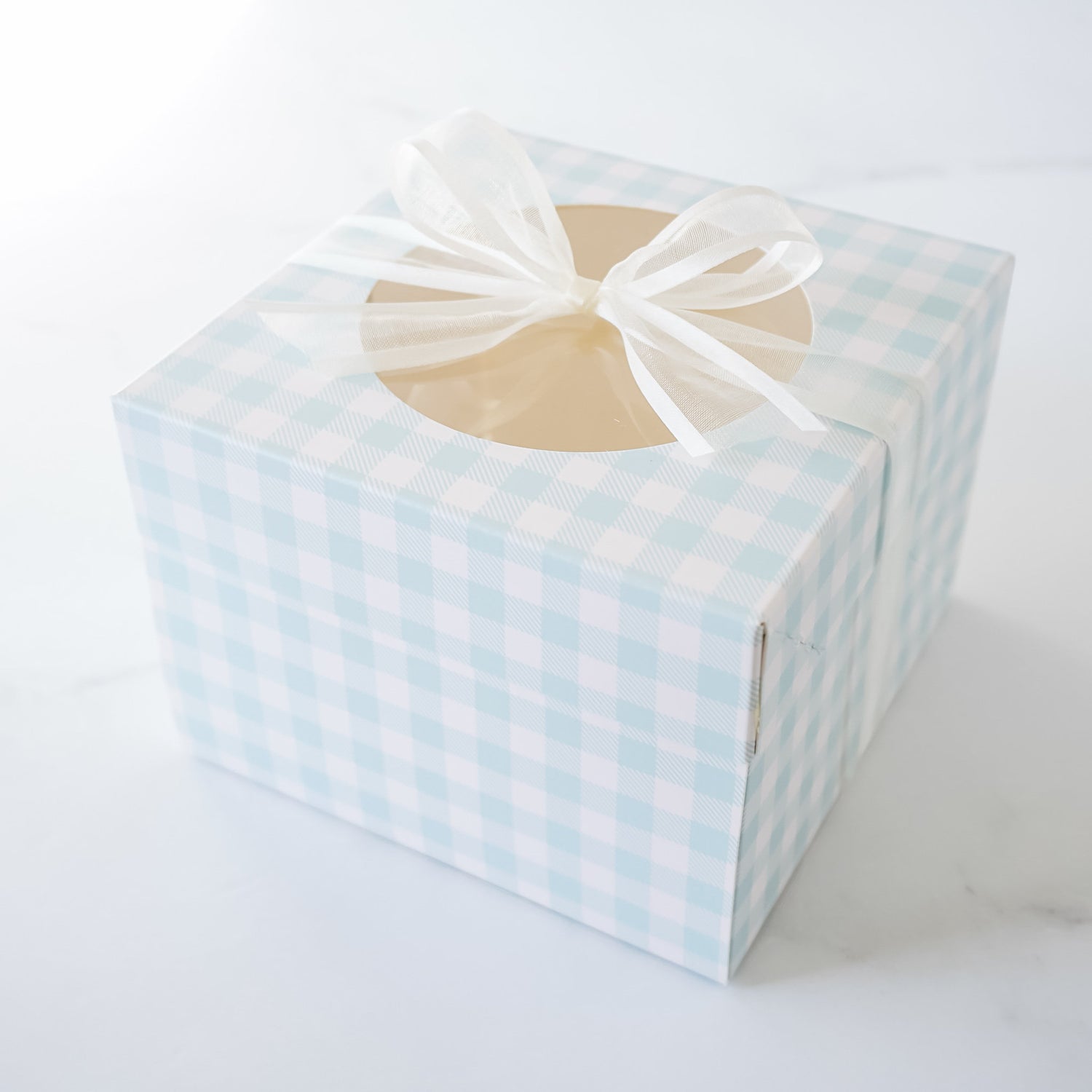 mini cake box with window in blue/white