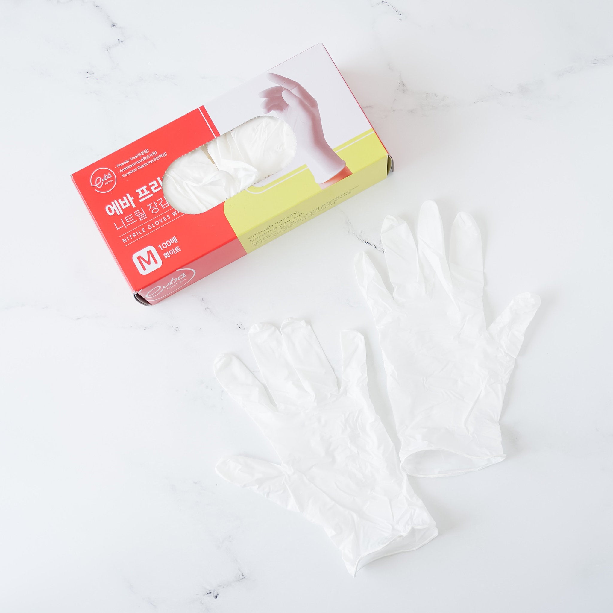 white nitrile gloves in medium