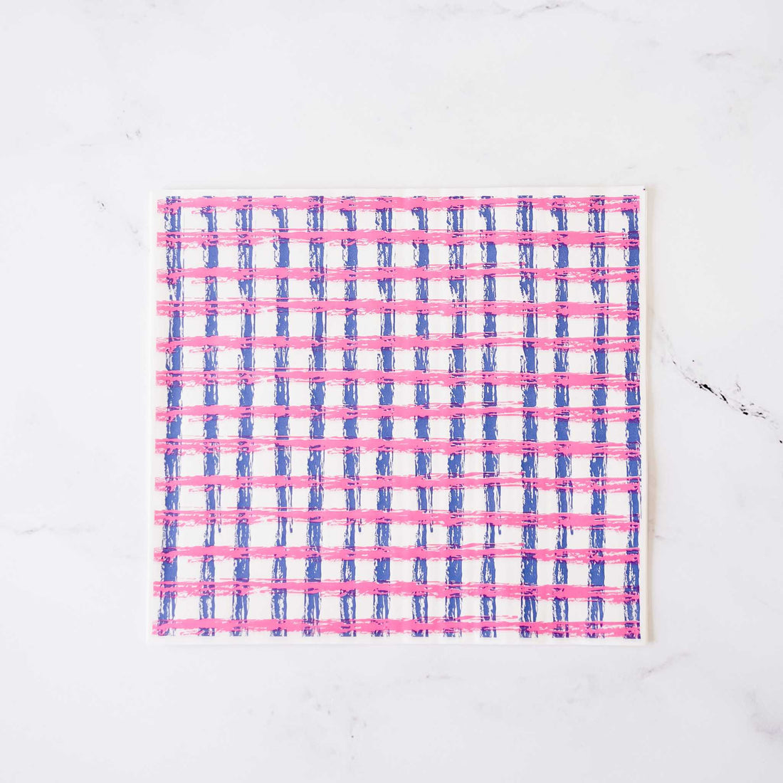 pink, blue check printed deli paper