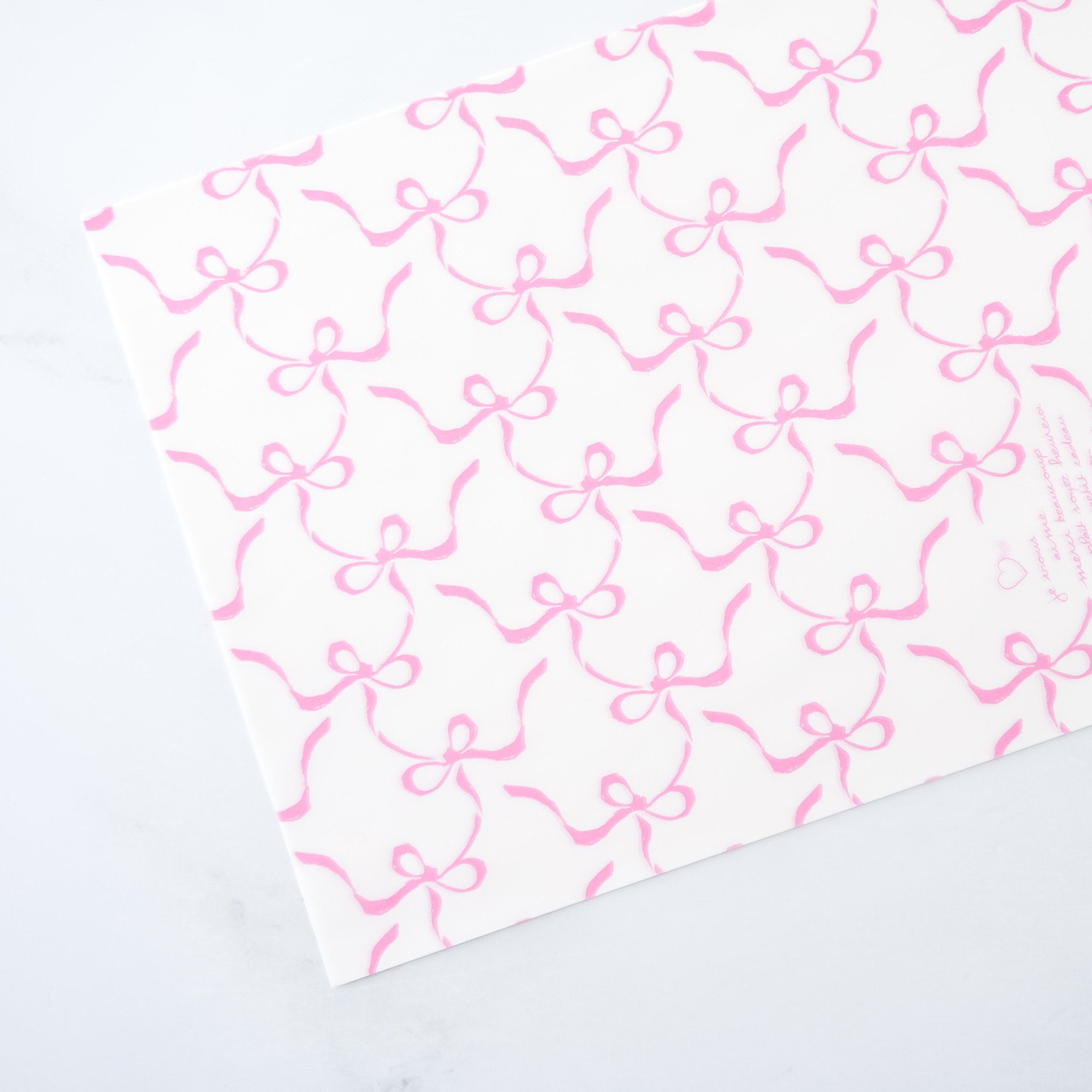 pink ribbon bow printed deli paper