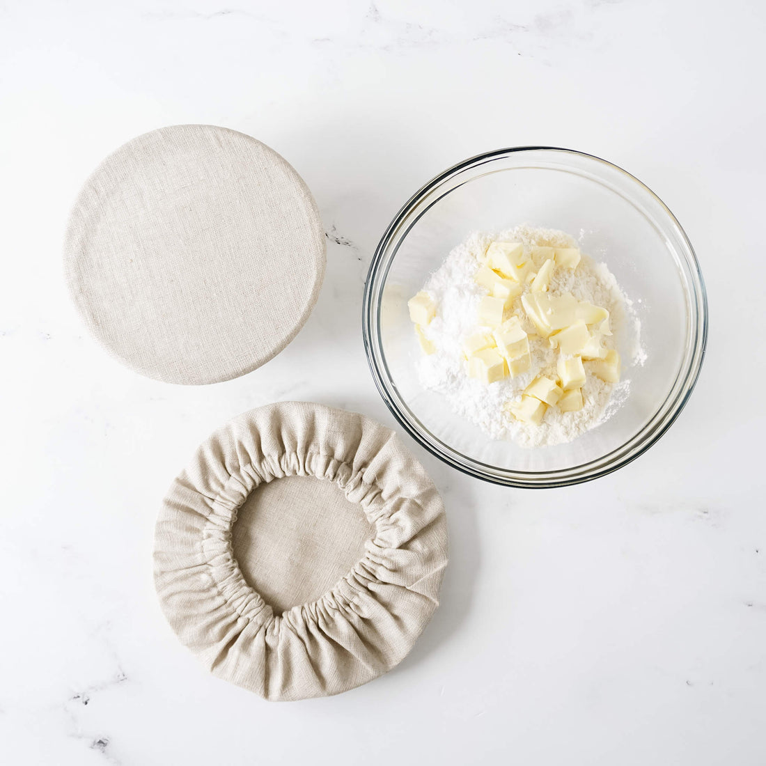 reusable bowl covers in natural linen