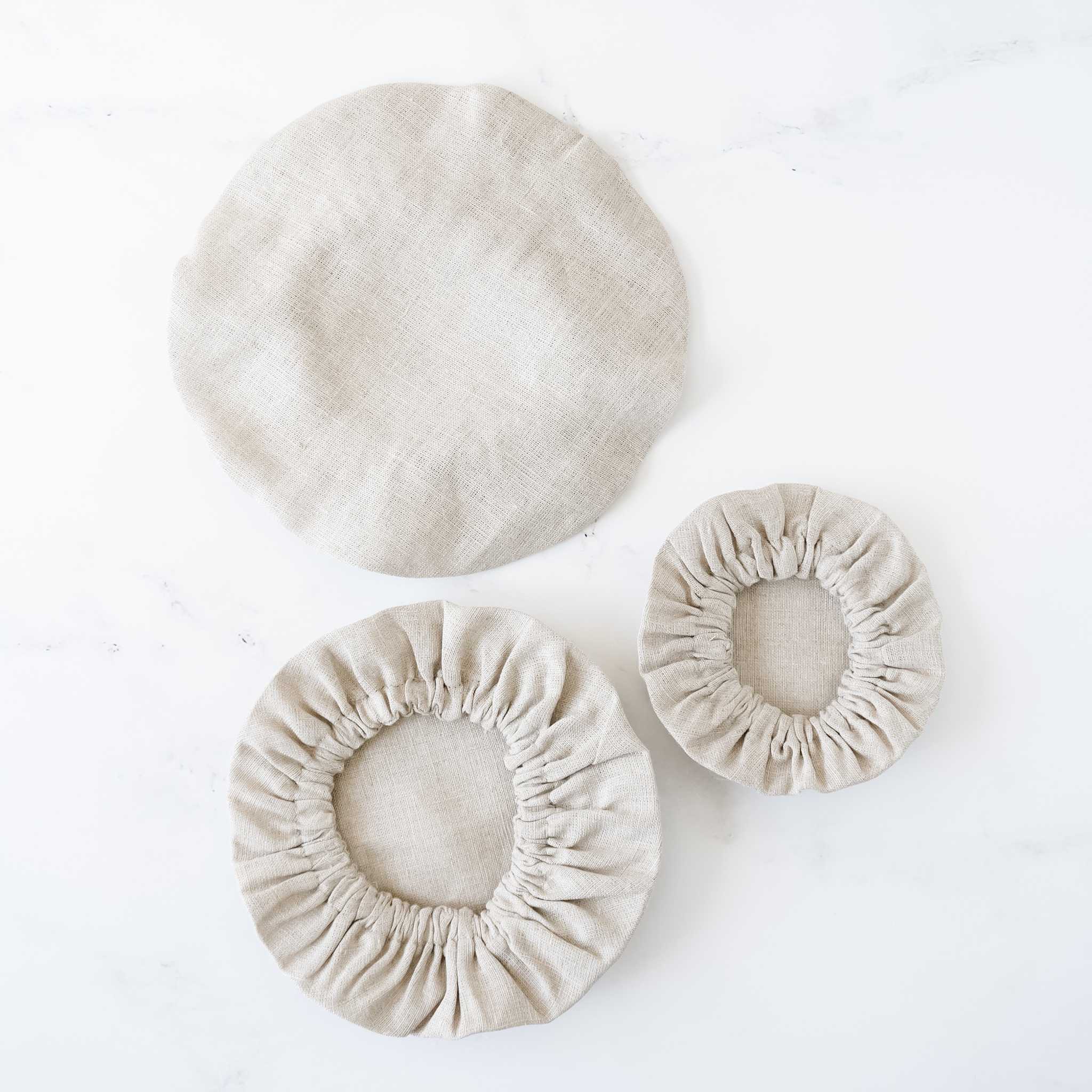 reusable dish covers in natural linen