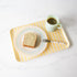 yellow striped linen tray