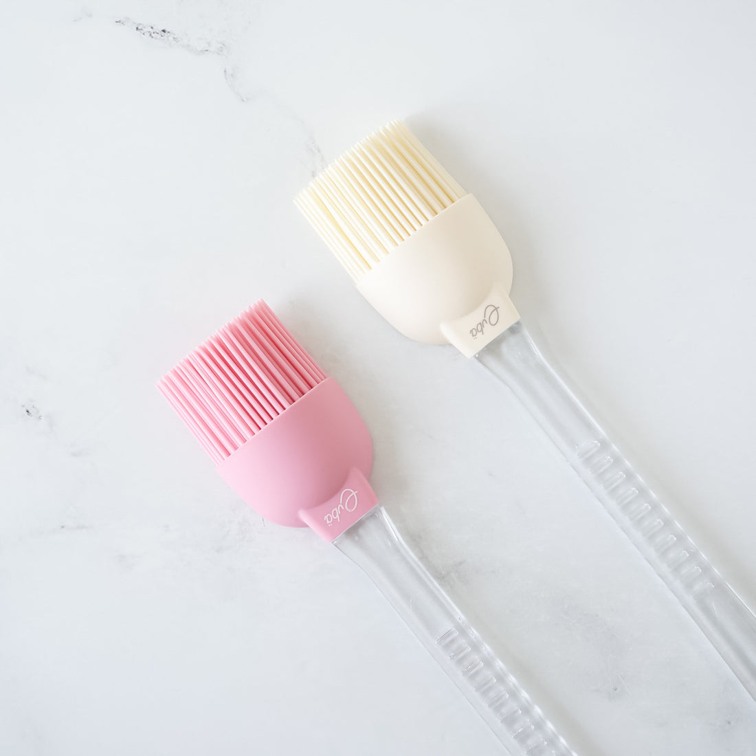 silicone cooking brush in pink, ivory