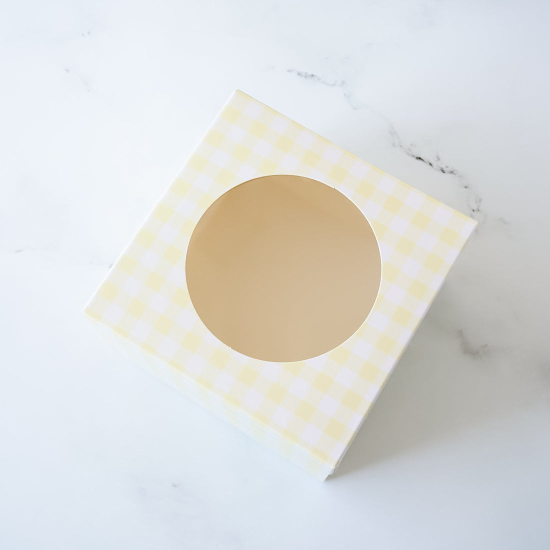 cookie box in yellow gingham check